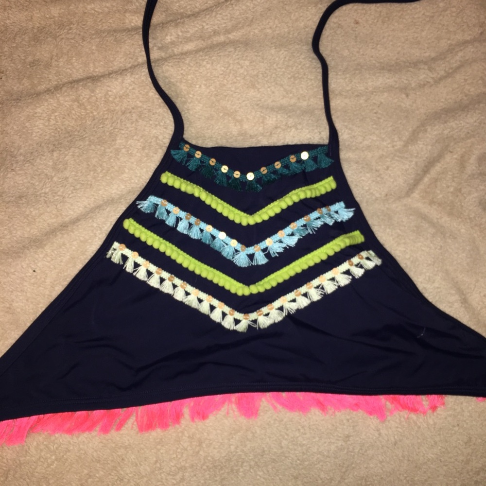embroidered high neck bathing suit